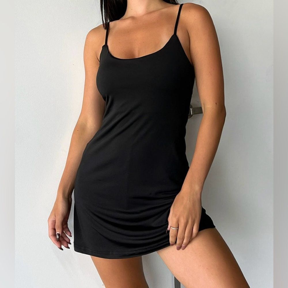 Vintage Elisse Black Spaghetti Strap Dress Size Small